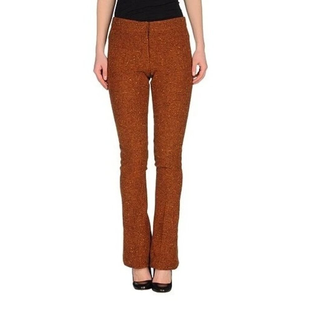 NWT $795 Burberry Prorsum Tweed Flared Pants Bright Amber Size 8